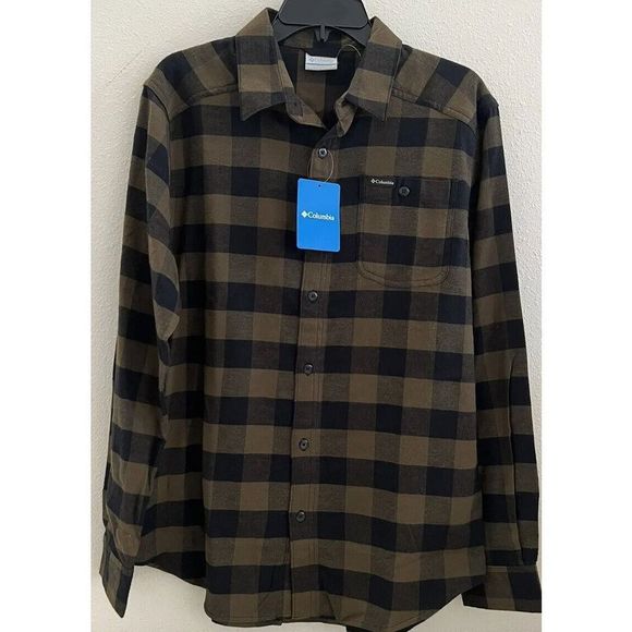 Columbia Mens Sz Small Cornell Woods Button Shirt Olive Green Buffalo Check $60 - Picture 1 of 6